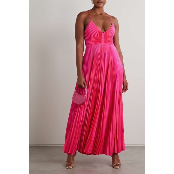 A.L.C. Aries Pleated Open Back Gown in Hot Pink, size 12 - Picture 4 of 11